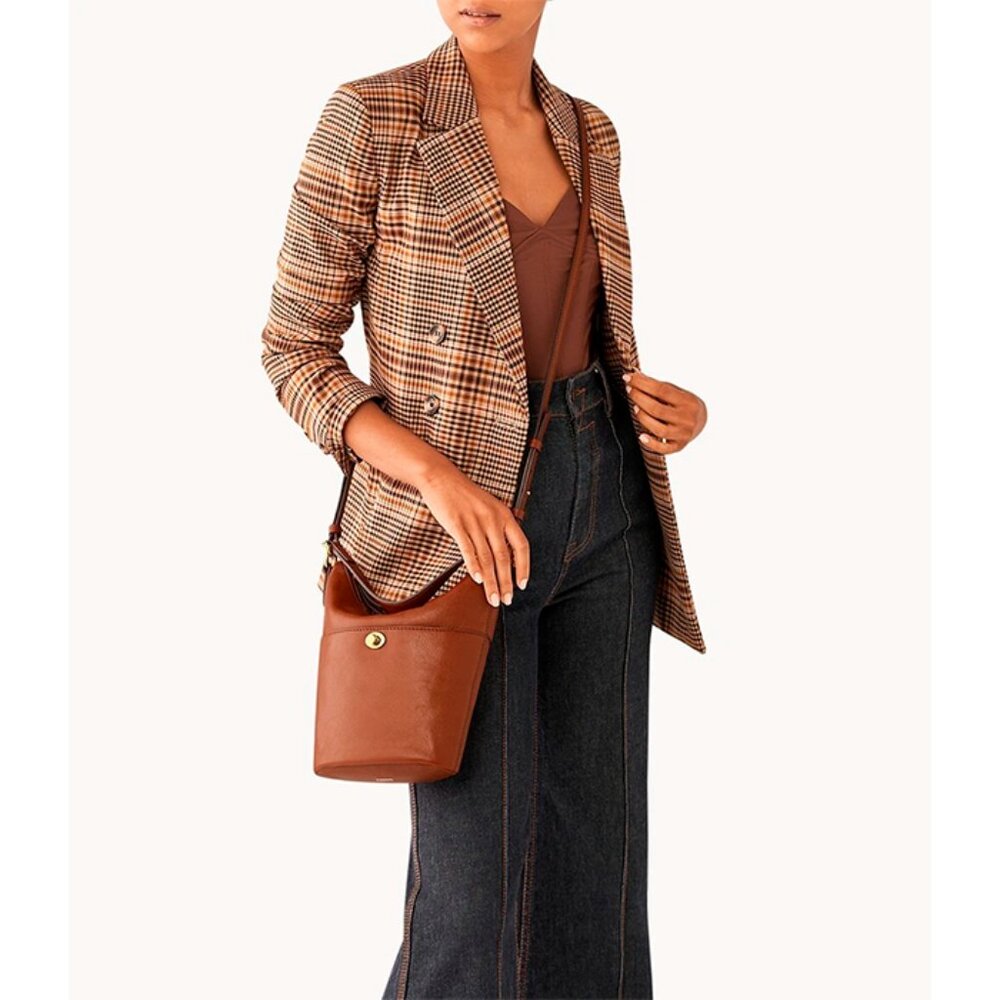 S Fossil Talulla Small Hobo Bag Brown Leather SHB3034213 Brandy NWT $230 Retail